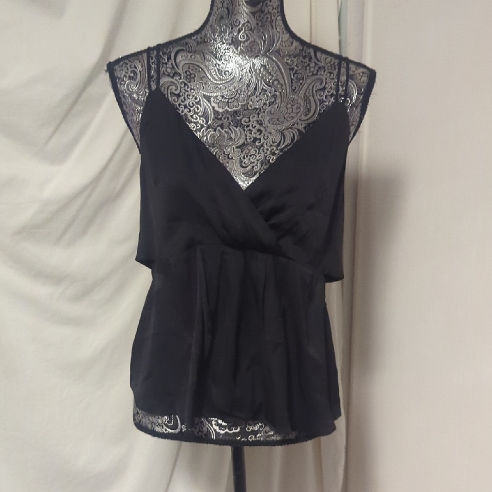 NWT Express Black Satin Cutout Camisole Top